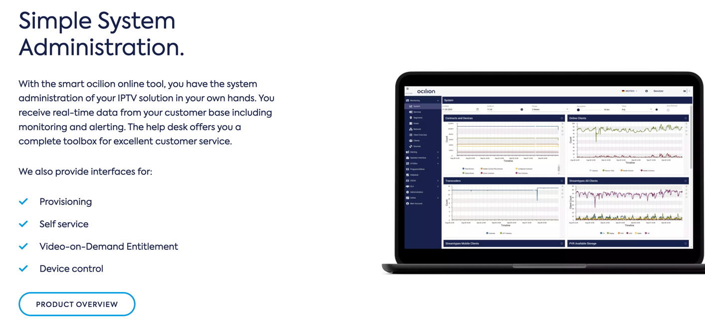 Screenshot of the administration software
